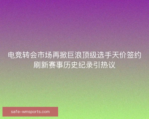 电竞转会市场再掀巨浪顶级选手天价签约刷新赛事历史纪录引热议 电竞转会市场再掀巨浪顶级选手天价签约刷新赛事历史纪录引热议