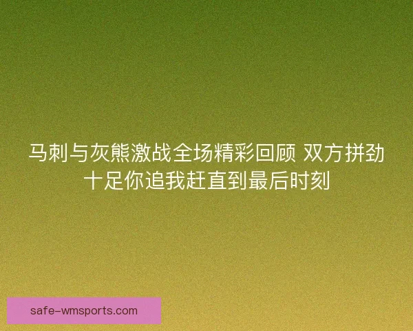马刺与灰熊激战全场精彩回顾 双方拼劲十足你追我赶直到最后时刻