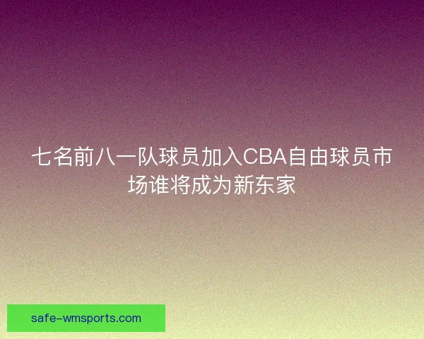 七名前八一队球员加入CBA自由球员市场谁将成为新东家
